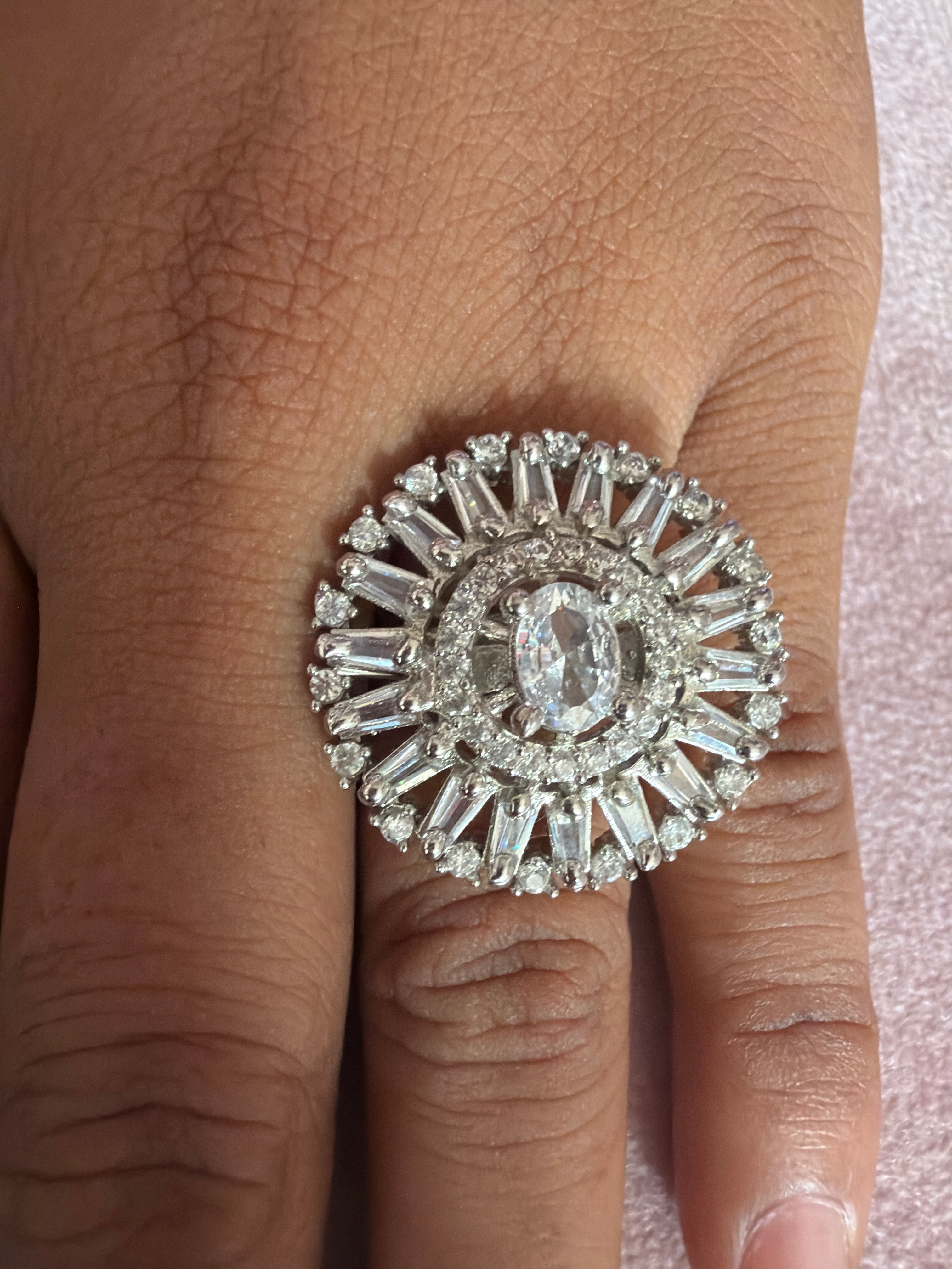 Crystal Sunburst Statement Ring