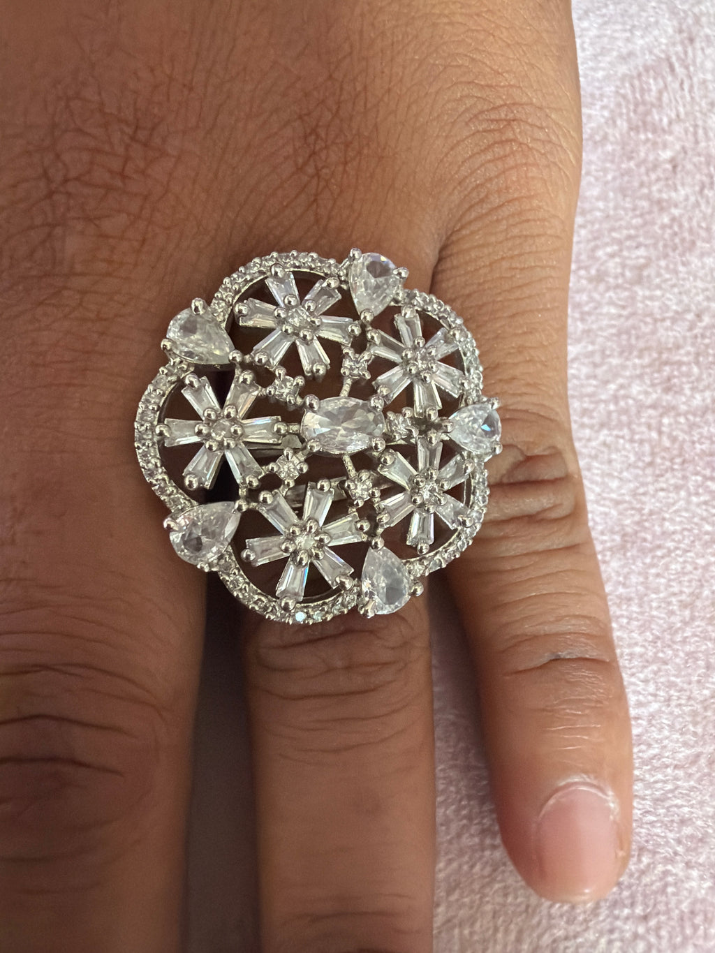 Floral Crystal Statement Ring