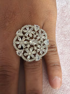 Floral Crystal Statement Ring