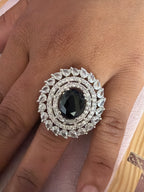 Black Onyx Halo Statement Ring