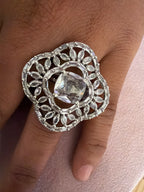 Crystal Floral Statement Ring