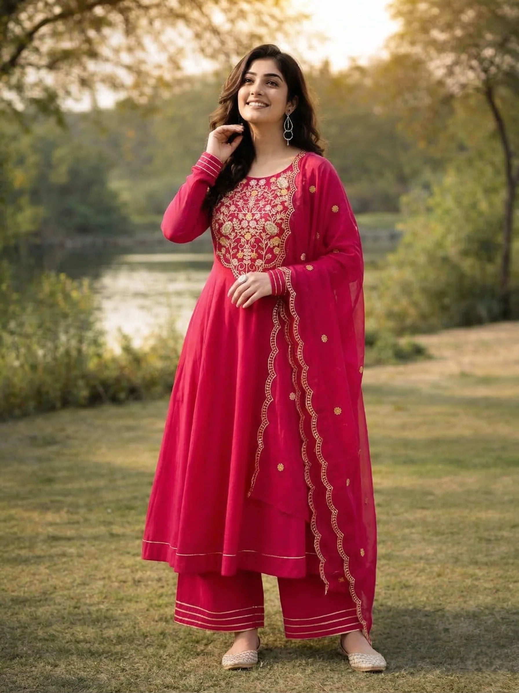 Women's Embroidered Anarkali Suit Set