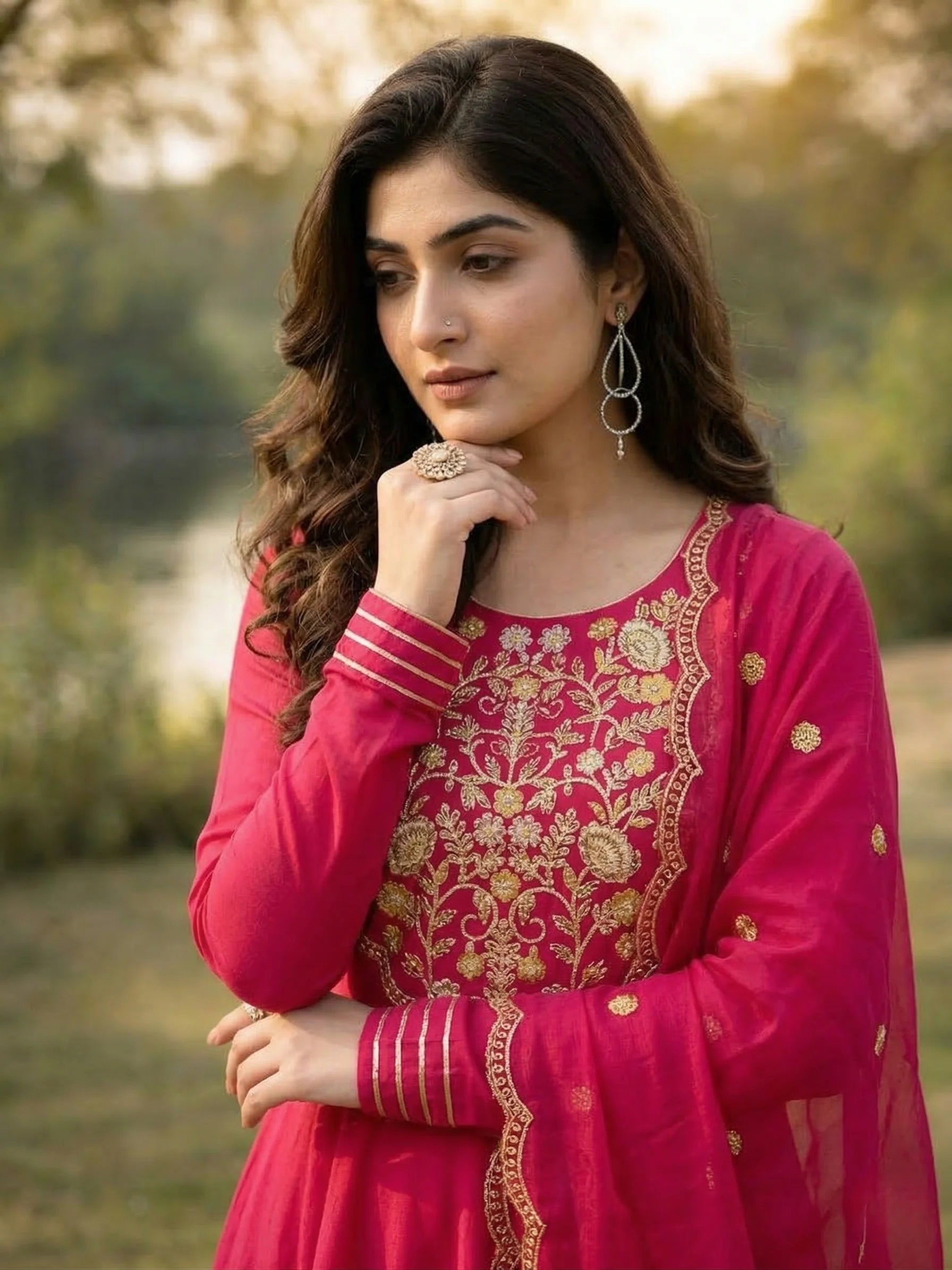 Women's Embroidered Anarkali Suit Set